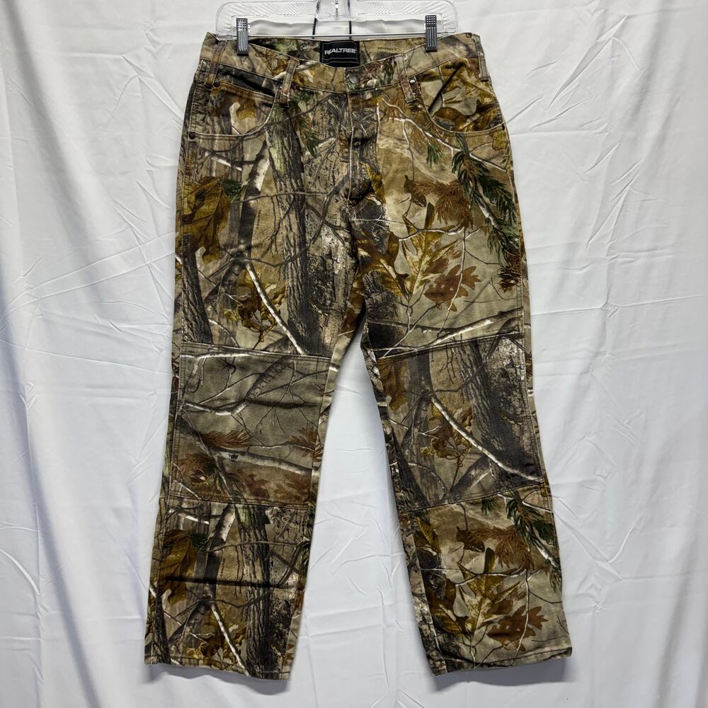 Men's Realtree Canvas Camo Pants 34x30 Hiking Camping Gorpcore Reinforced Knees